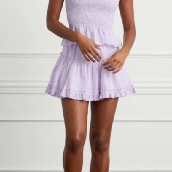 Hill House Dresses & Skirts - Hill House The Paz Skirt Lilac Stripe Purple Tiered Elastic Waist Size Small